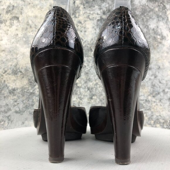 MMK Michael Kors Women's Size 8.5M Brown Leather Ankle Strap High Heel Pumps - Picture 6 of 15